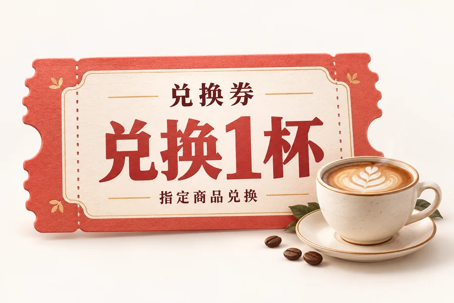兑换券兑换咖啡示意