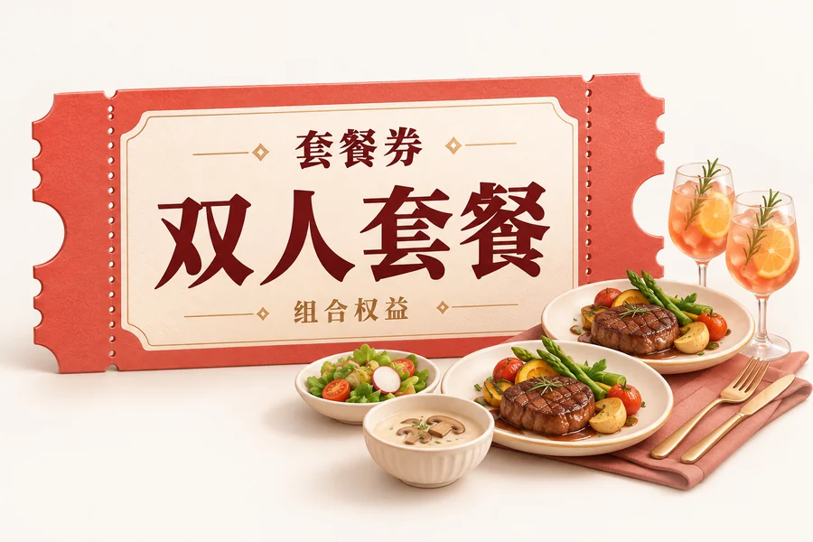 套餐券双人餐组合示意